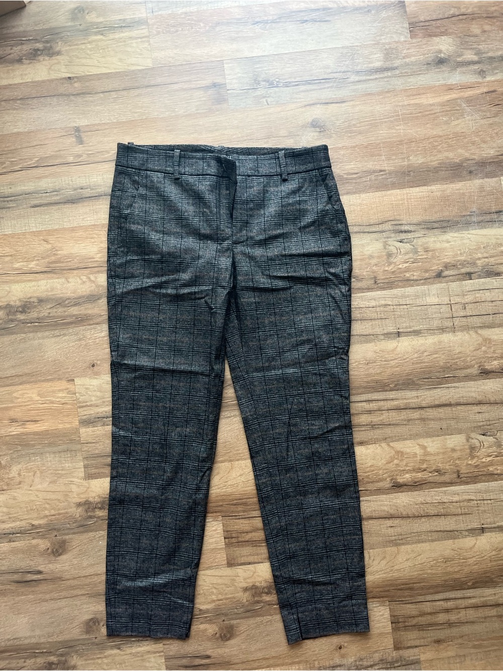 Zara Woman Black and Brown Plaid Trousers